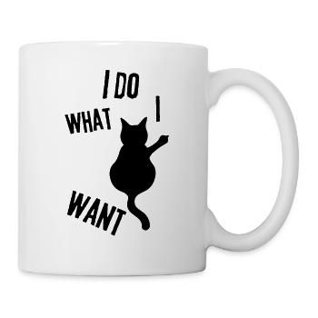 Schwarze Katze - Tasse - Weiß - Rechts