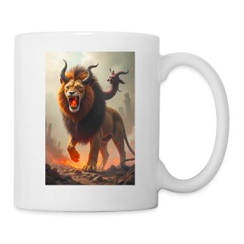 Chimera, three-headed monster, lion breathing fire - Mug - white - Right