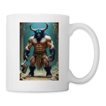 Minotaur, massive bull-headed warrior gripping axe - Mug - white - Right