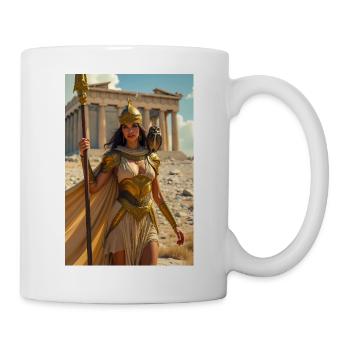 Athena, armored goddess with spear, owl - Mug - white - Right