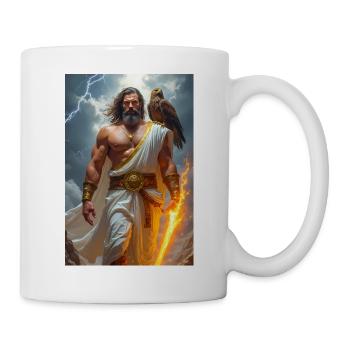 Zeus, bearded god holding lightning bolt, storm - Mug - white - Right