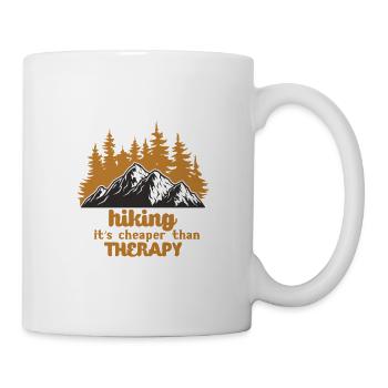 Hiking is cheaper than therapy - Mug - white - Right
