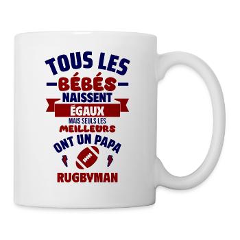 Bébé de Papa rugbyman,rugby,cadeau de naissance - Mug blanc - blanc - Droite