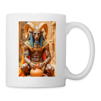 Khnum, ram-headed god, shaping a human from clay. - Mug - white - Right