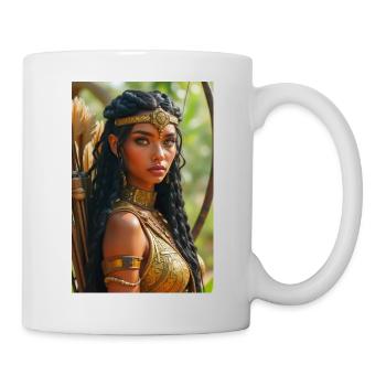 Neith, gepanzerte Kriegergöttin, hält einen Bogen in der Hand - Tasse - Weiß - Rechts