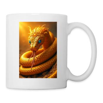 Mehen, golden serpent god coiled around Ra’s solar - Mug - white - Right