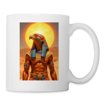 Ra, falcon-headed sun god with a glowing solar - Mug - white - Right