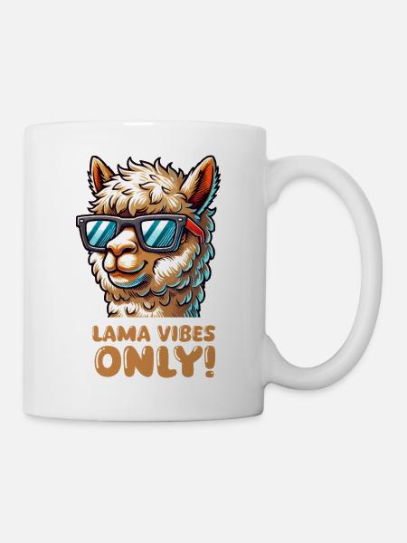 Lama Sonnenbrille - Tasse - Weiß