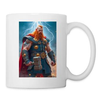 Thor Donnernder nordischer Gott mächtiger Hammer Mjölni - Tasse - Weiß - Rechts