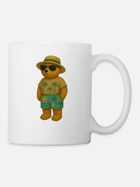 Teddy in un completo da spiaggia - Tazza - bianco