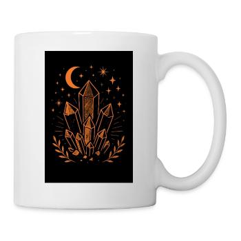 Mystische Kristalle, Mond und Sterne in Neonlichtern - Tasse - Weiß - Rechts