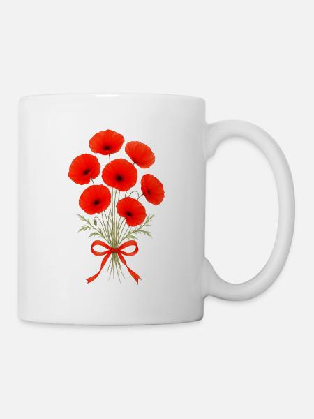 Bouquet - Poppy - Poppy - Mug - white