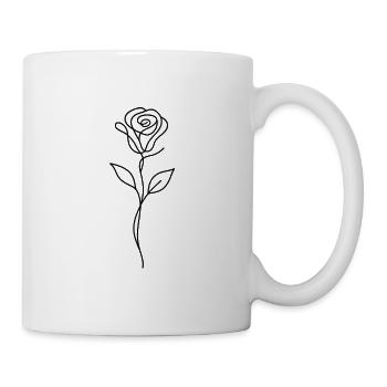 Schwarze Rose - minimalistische One Line Art - Tasse - Weiß - Rechts