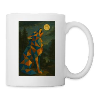 Wolf heult Mond an - Tasse - Weiß - Rechts