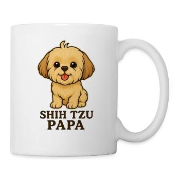 Shih Tzu Hund Leon mit Spruch: "Shih Tzu Papa" - Tasse - Weiß - Rechts