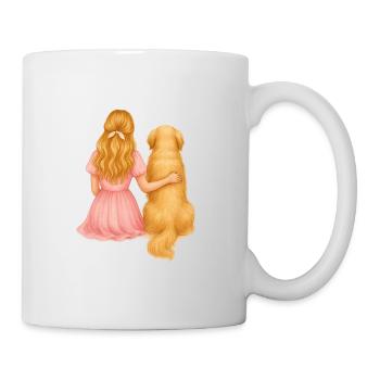 Femme blonde avec golden retriever - Mug blanc - blanc - Droite