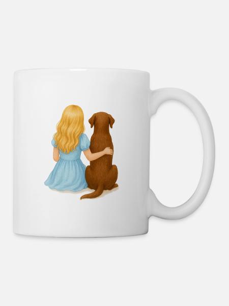 Blonde Frau mit Labrador - Tasse - Weiß