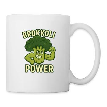 Brokkoli Power – Gemüse mit Muckis - Tasse - Weiß - Rechts