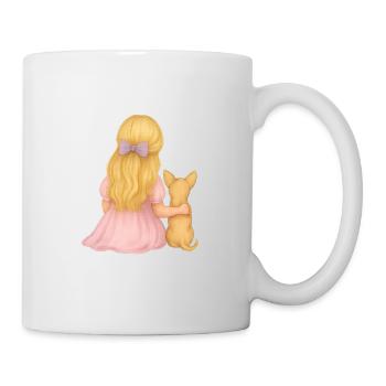 Blonde Girl with Chihuahua Motif - Mug - white - Right