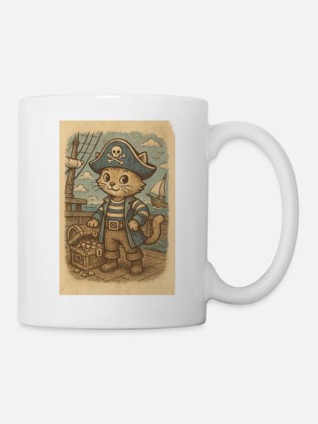 Pirate cat / Piratenkatze - Tasse - Weiß