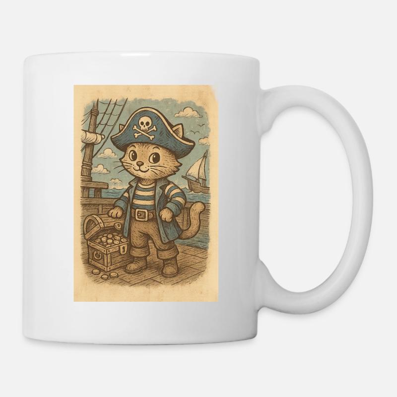 Pirate cat / Piratenkatze - Tasse - Weiß