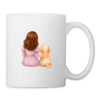 Kleines Mädchen mit Hund - Tasse - Weiß - Rechts