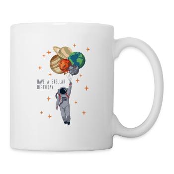 Birthday Greeting Astronaut with Planet Balloons - Mug - white - Right