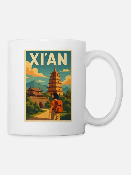 Xian Retro Poster Design - Tasse - Weiß