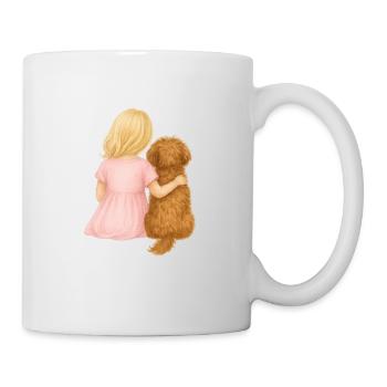 Blonde girl with dog - Mug - white - Right