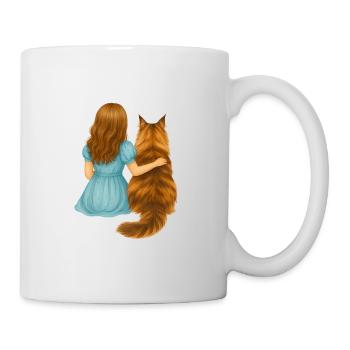 Fille avec chat – Amitié magique - Mug blanc - blanc - Droite