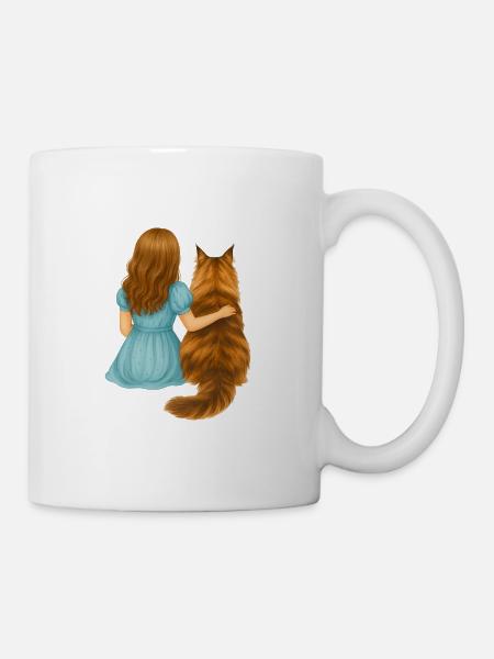 Mädchen mit Katze – Magische Freundschaft - Tasse - Weiß