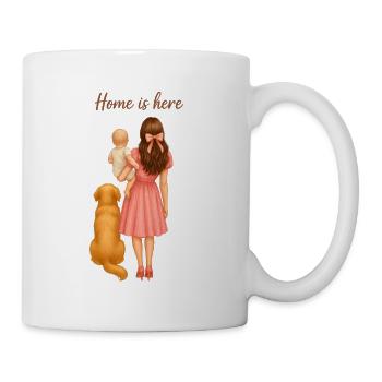 Home is here –Mom with baby and dog - Mug - white - Right