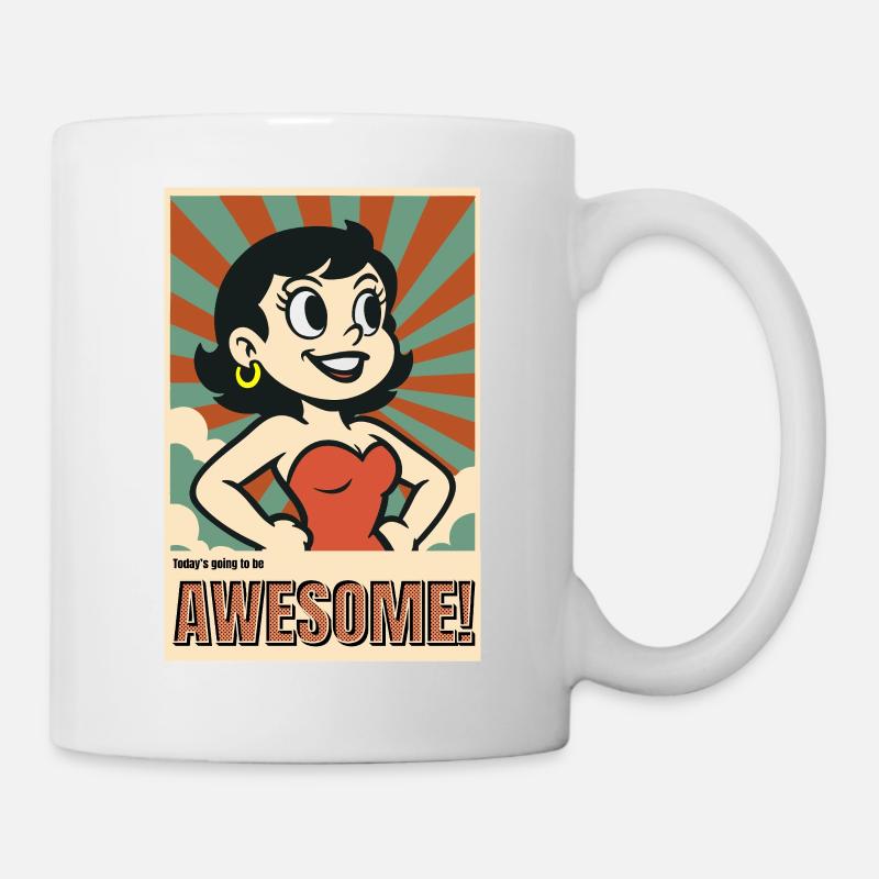 Heute wird großartig! – Retro-Poster mit Motivatio - Tasse - Weiß