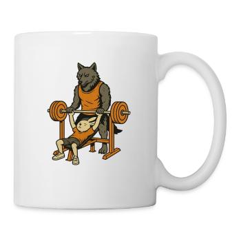Lapin et loup dans la salle de sport - Mug blanc - blanc - Droite