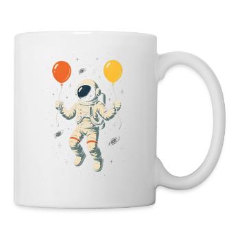 Astronaut mit bunten Luftballons - Tasse - Weiß - Rechts