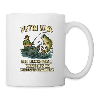 Petri Heil an alle Angelfreunde - Tasse - Weiß - Rechts