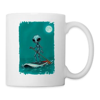 Alien on a Stand up Paddle Board 1 - Tasse - Weiß - Rechts