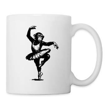 Chimpanzee Ballerina StreetArt Stencil Banksy - Mug - white - Right