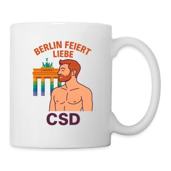 Berlin feiert Liebe CSD Mann - Tasse - Weiß - Rechts