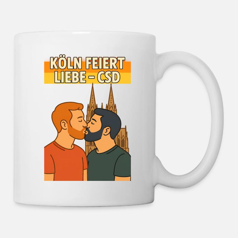 Köln feiert Liebe CSD Maenner - Tasse - Weiß