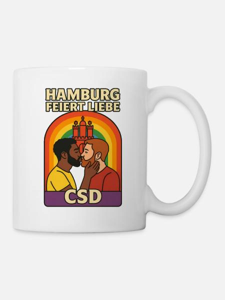 Hamburg celebrates love CSD men - Mug - white