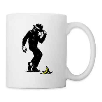 Monkey with hat and banana - Mug - white - Right