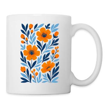 Fleurs graphiques - Design floral moderne - Mug blanc - blanc - Droite