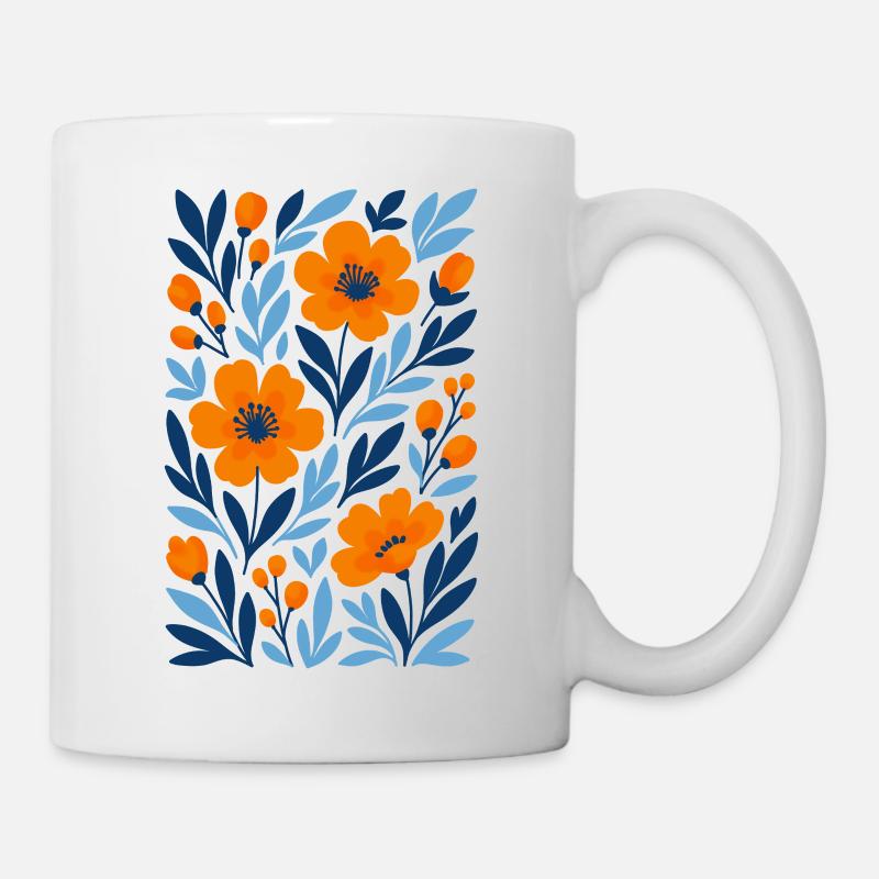 Graphic Flowers - Modern Floral Design - Mug - white