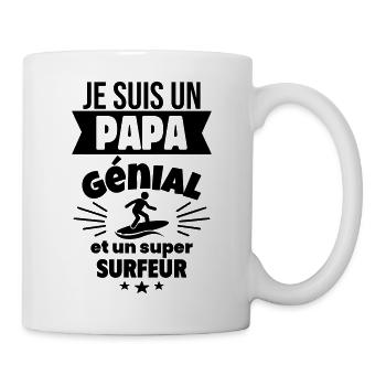 Papa génial & surfeur – idée fête des pères - Mug blanc - blanc - Droite