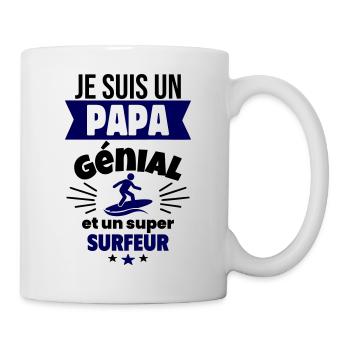 Papa génial & surfeur – idée fête des pères - Mug blanc - blanc - Droite