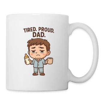Fatigué. Fier. Papa. - Mug blanc - blanc - Droite