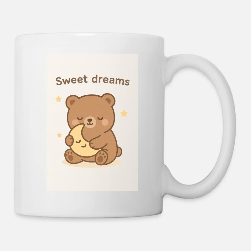 Kawaii Sleeping Bear Illustration – "Sweet Dreams" - Mug - white