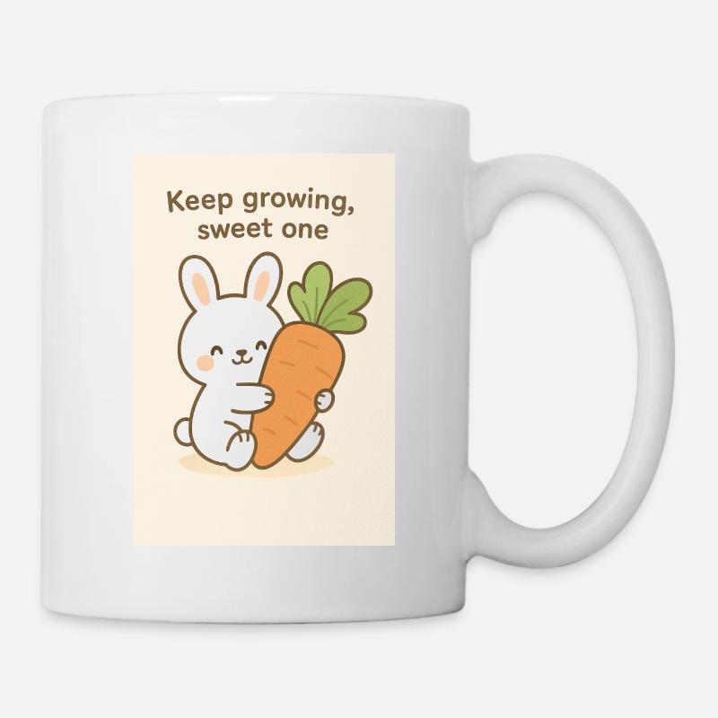Kawaii Bunny Hugging Giant Carrot - Mug - white