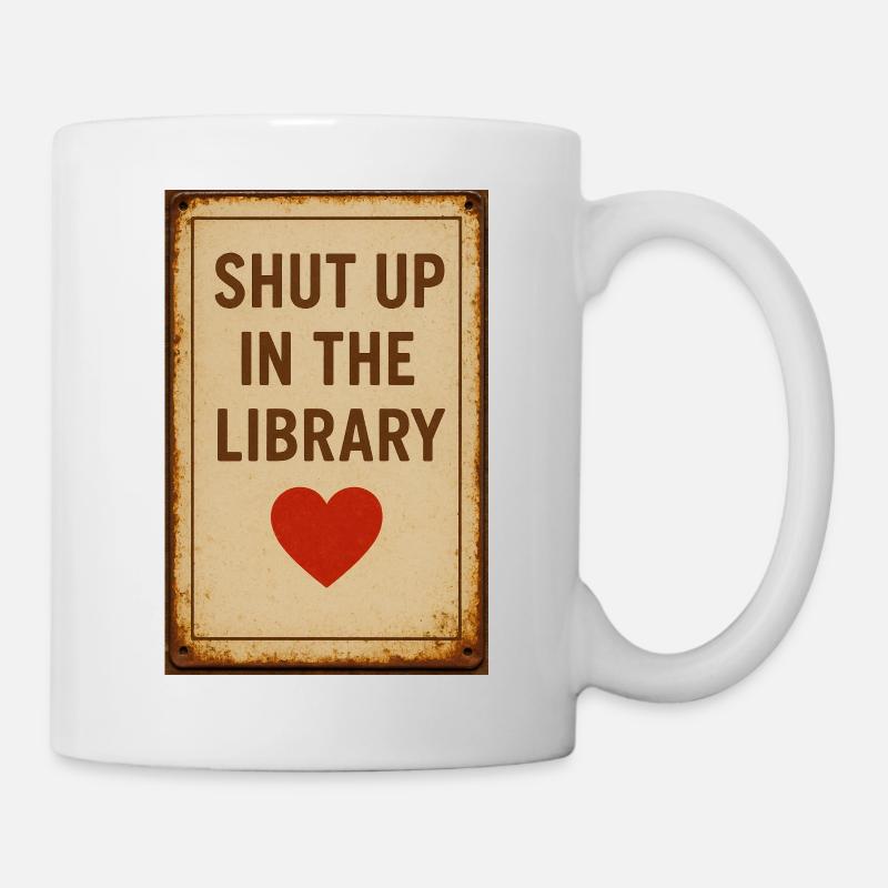 Be quiet in the library - Mug - white